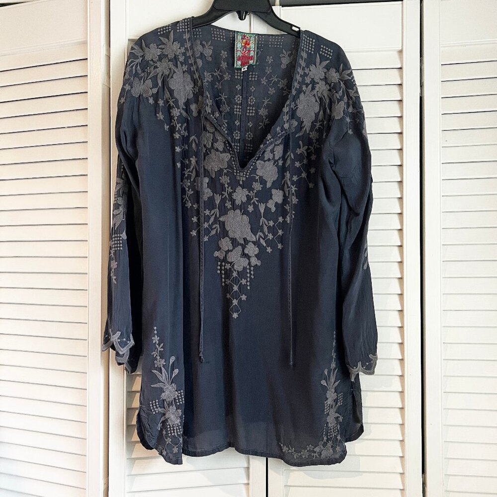 Johnny Was Embroidered Shirt Top Tunic M
